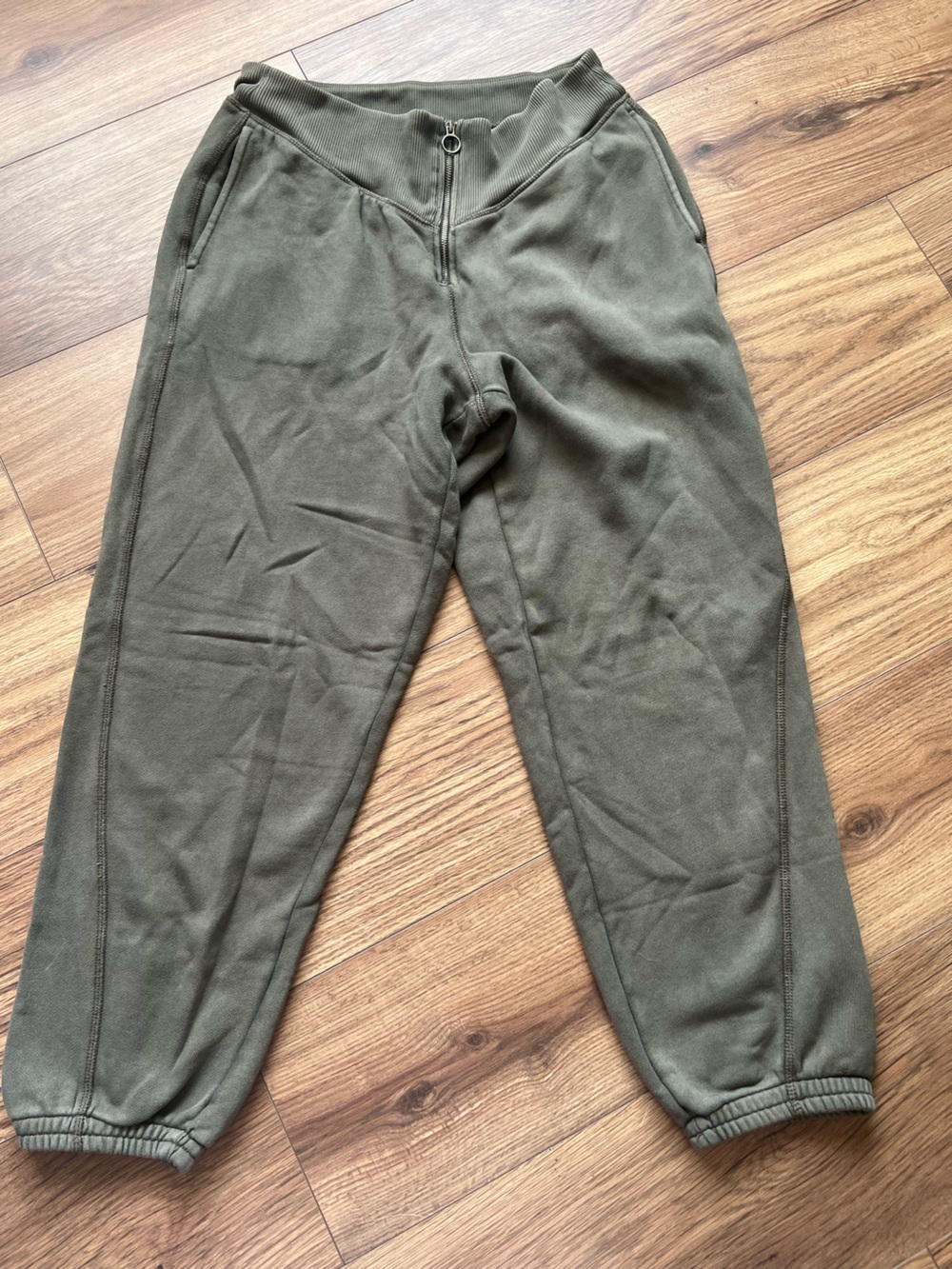 Aerie Fleece Corset Jogger High Waisted Pants Olive Green Nomad LG